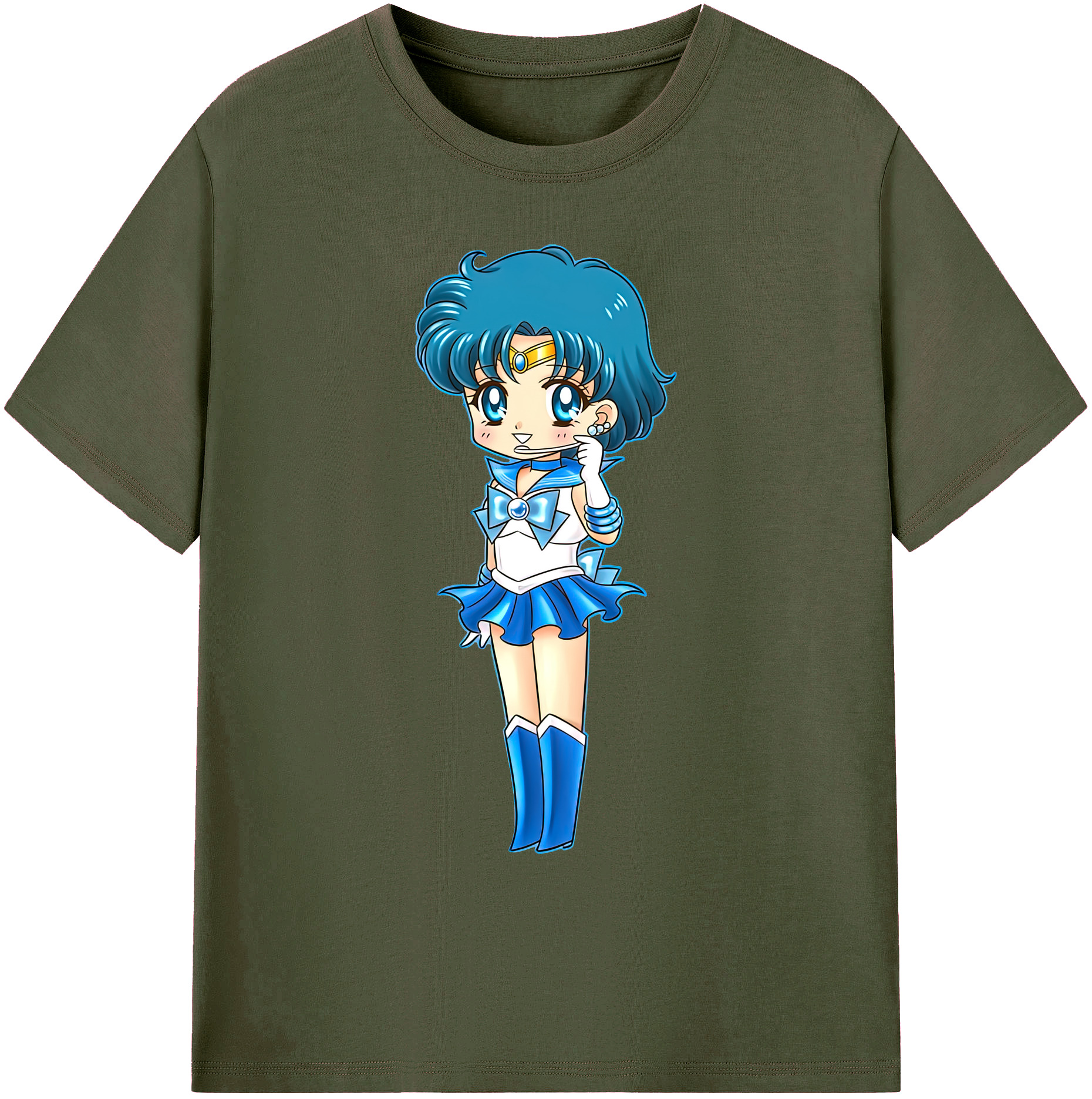 （画像用） 美少女戦士セーラームーン 水野 亜美 みずの あみ Sailor Moon Mizuno Ami 綿100％ メンズ半袖Tシャツ｜肌触りやわらか＆通気性